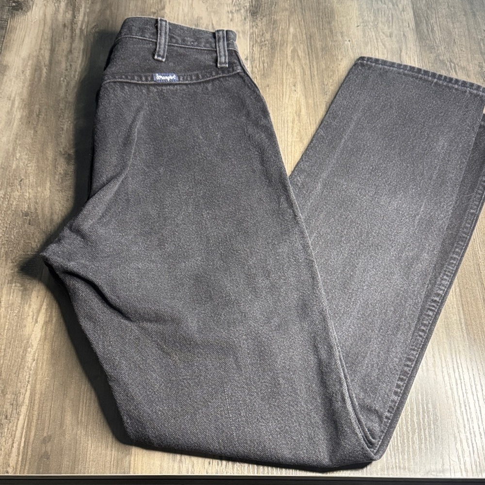 Vintage 14NBPWK 90’s HIgh Wasted Bare Back Wedgie Wrangler Charcoal Denim